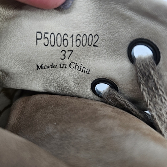 Fly London Tan Peep Toe Wedge Booties Perforated Leather Taupe Womens EU 37 - Picture 2 of 8